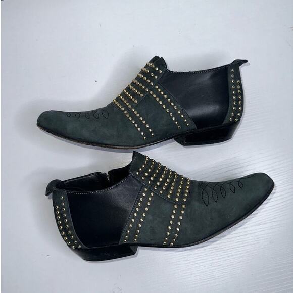 Anine Bing Charlie Low Pointed Toe Suede Studded Booties Women's US 6 Gray - Picture 3 of 8